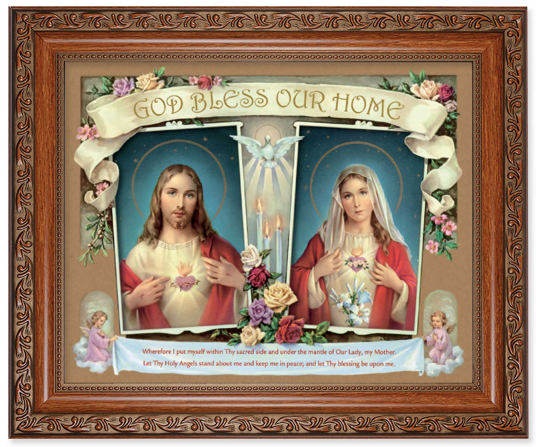 God Bless Our Home Sacred Hearts 8x10 Framed Print Under Glass