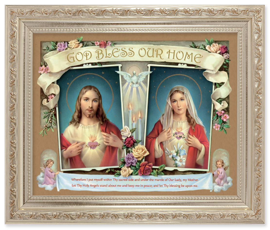 God Bless Our Home Sacred Hearts 8x10 Framed Print Under Glass