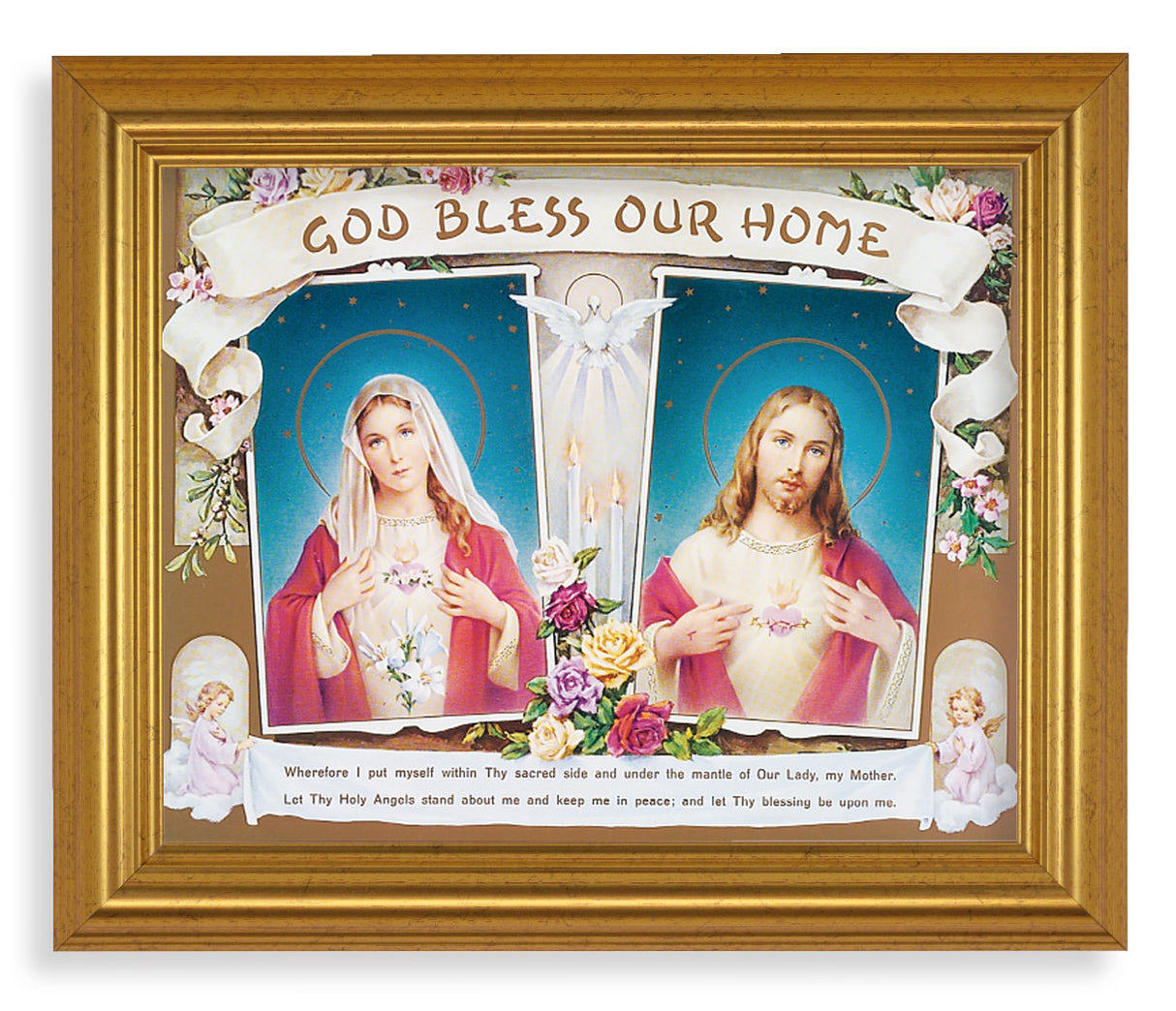 God Bless Our Home Sacred Hearts 8x10 Framed Print Under Glass