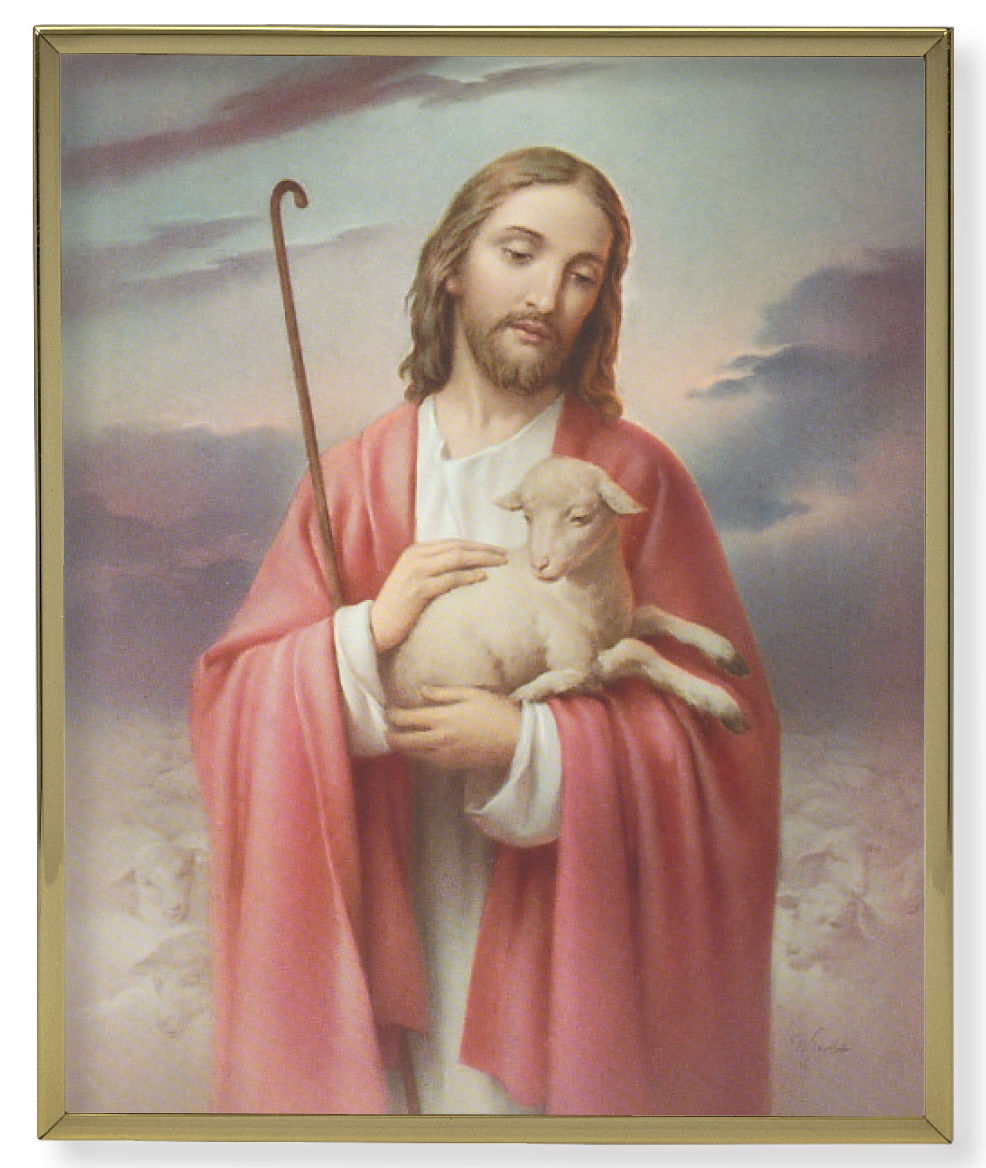 Good Shepherd 8x10 Gold Trim Plaque