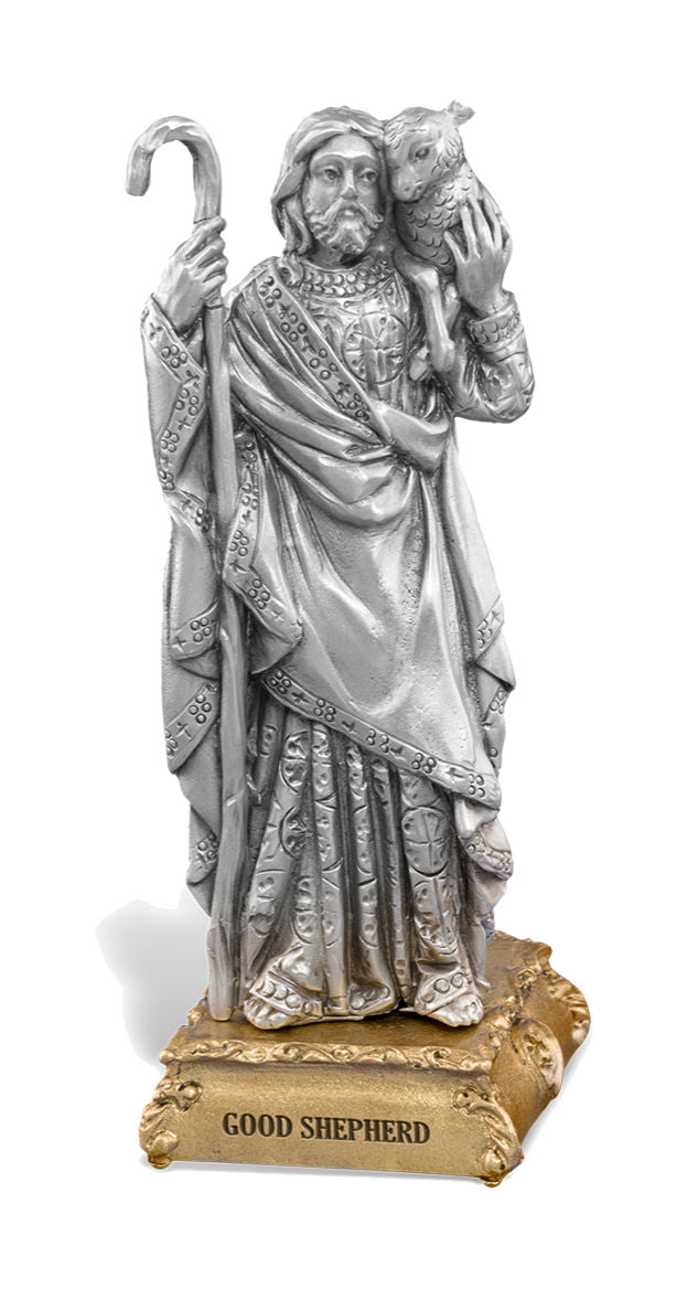 Good Shepherd Pewter Statue 4 Inch