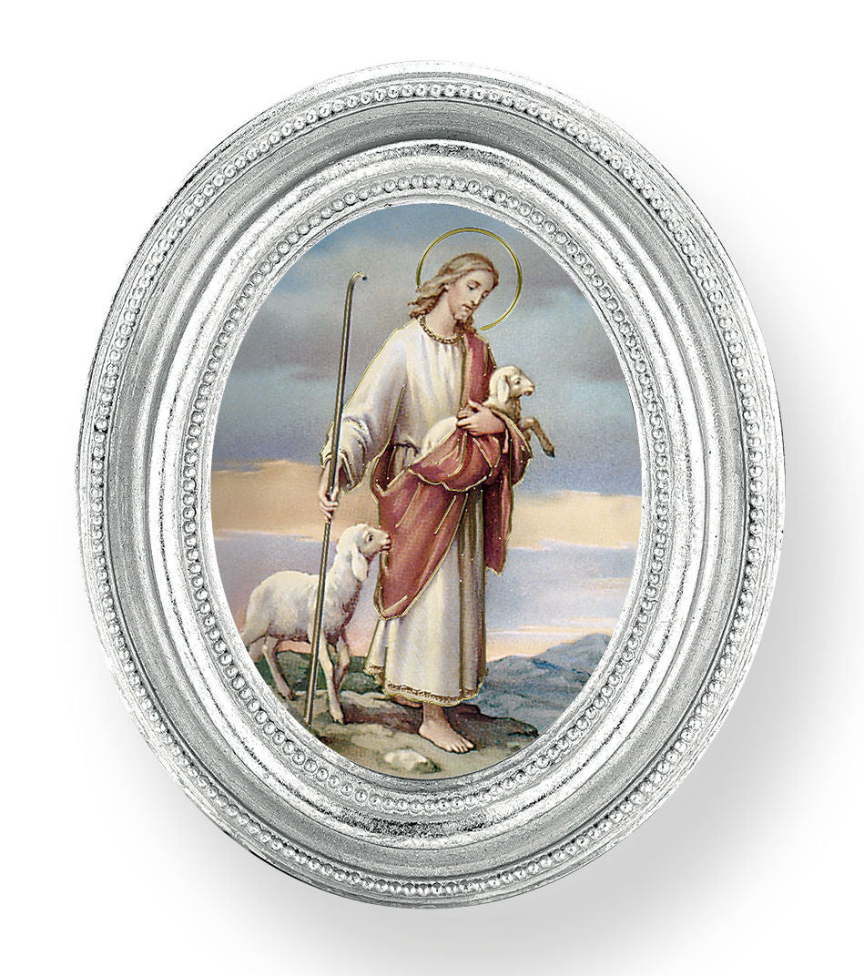 Good Shepherd Small 4.5 Inch Oval Framed Print