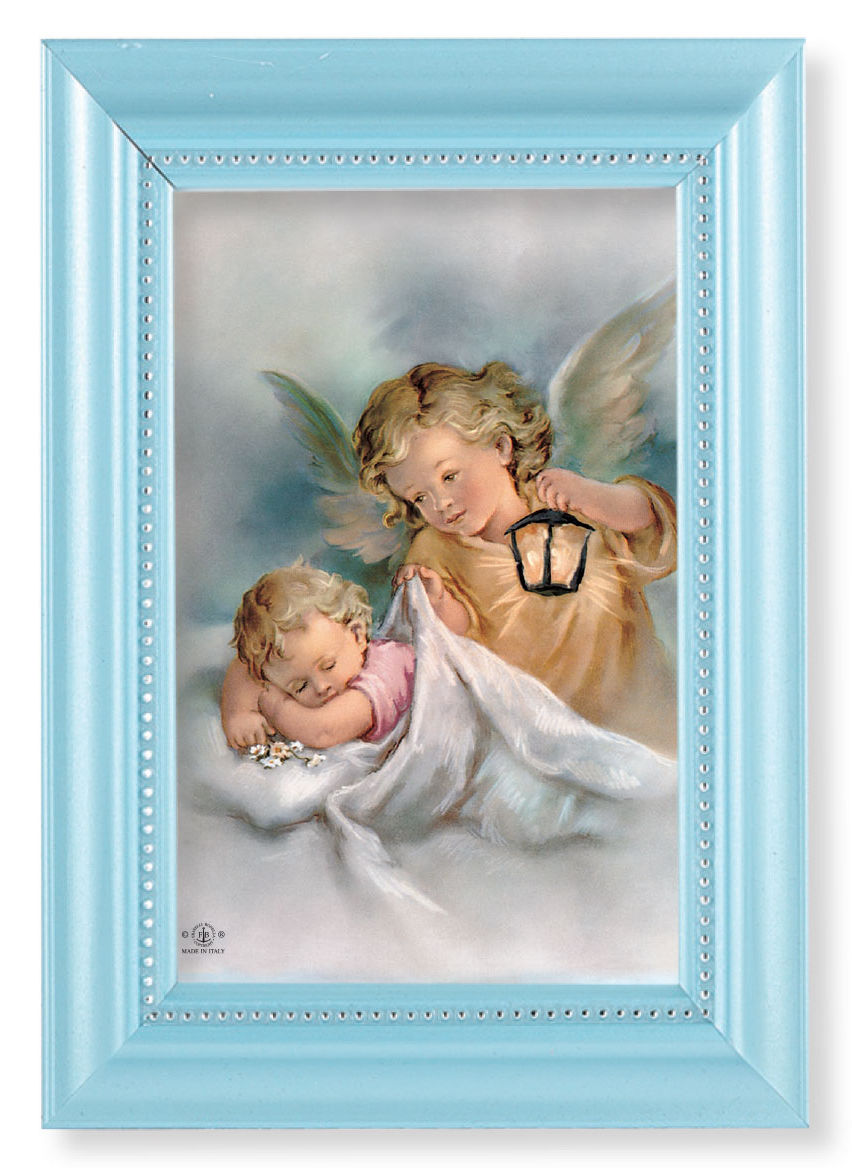 Guardian Angel with Baby Girl 4x6 Print Pearlized Frame