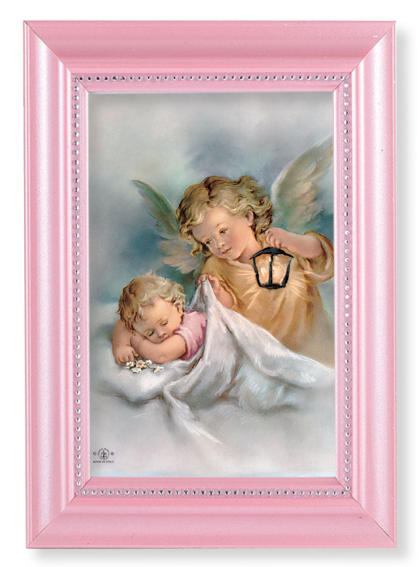 Guardian Angel with Baby Girl 4x6 Print Pearlized Frame
