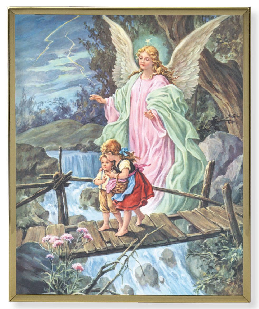 Guardian Angel Gold Trim Plaque