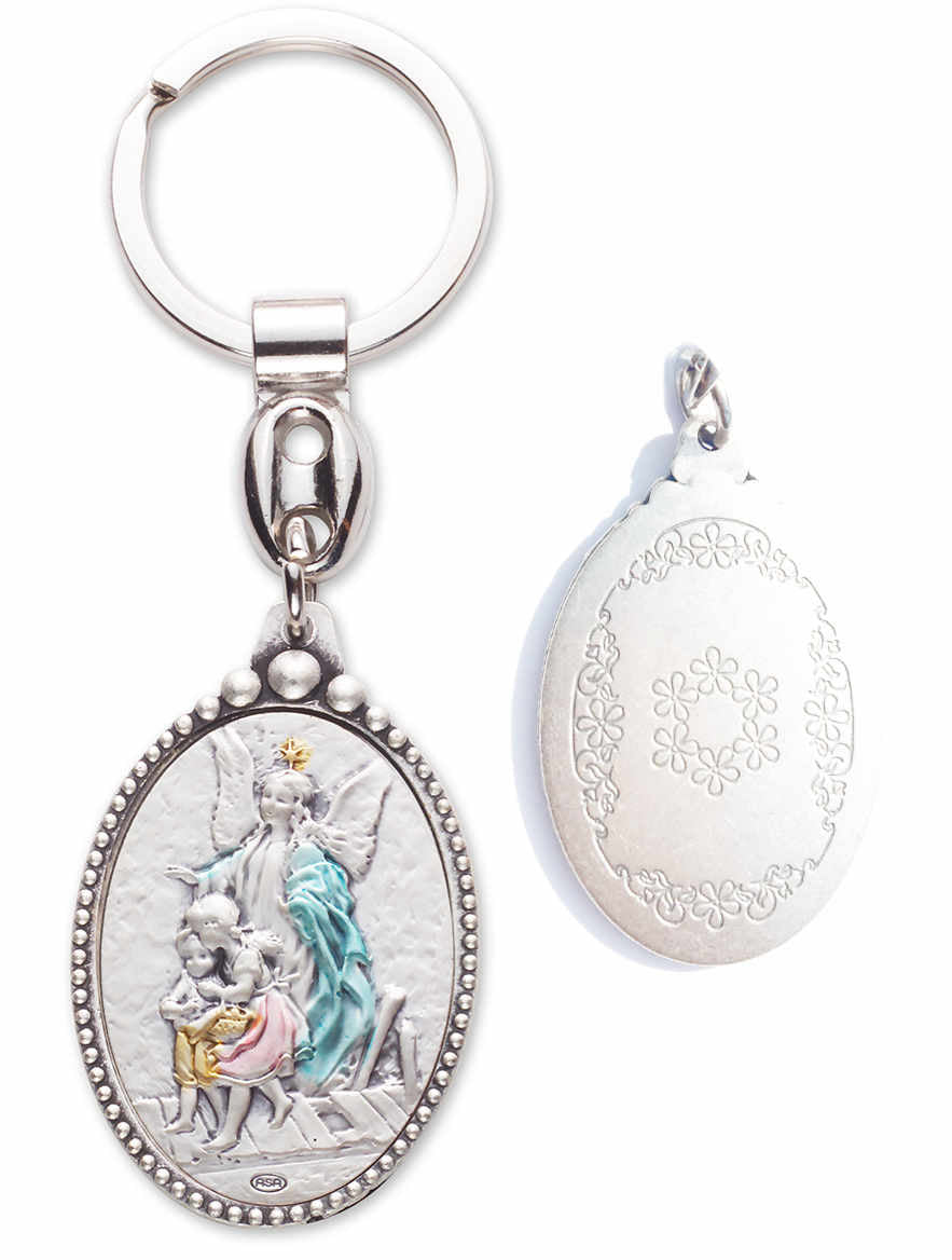 Guardian Angel Keychain in Sterling Silver