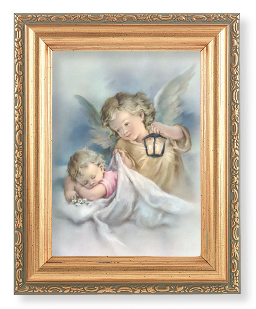 Guardian Angel with Lantern 4x5.5 Print Under Glass