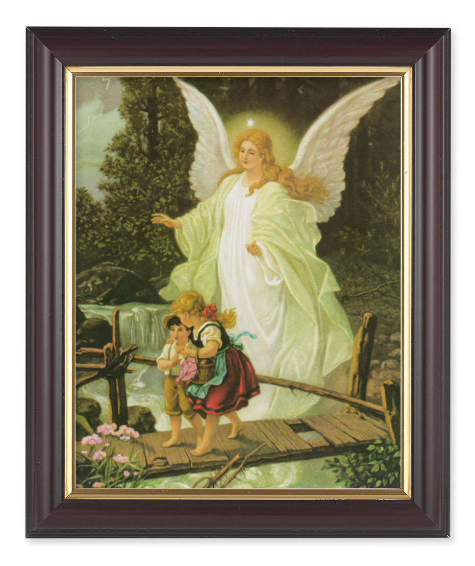 Guardian Angel Over Bridge 8x10 Framed Print Under Glass