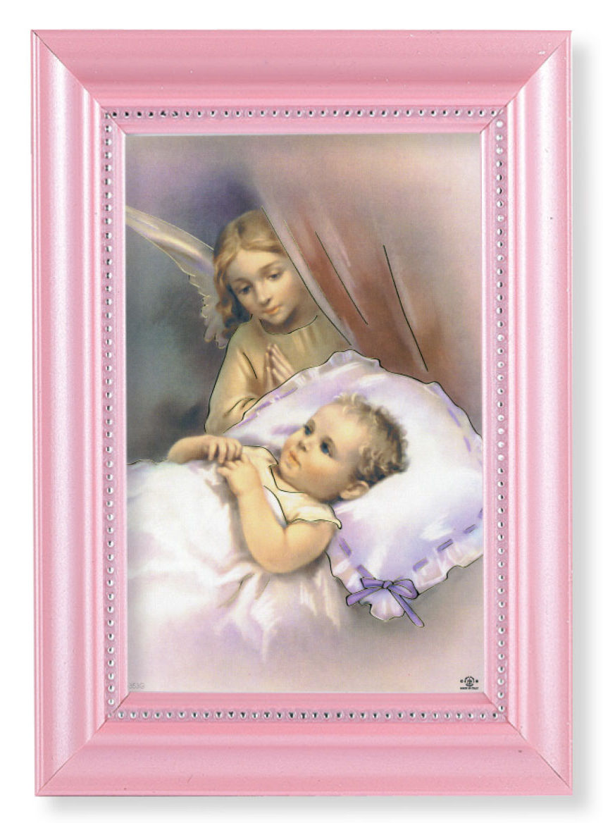 Guardian Angels and Baby 4x6 Print Pearlized Frame