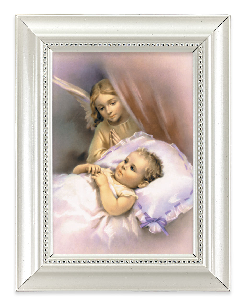 Guardian Angels and Baby 4x6 Print Pearlized Frame