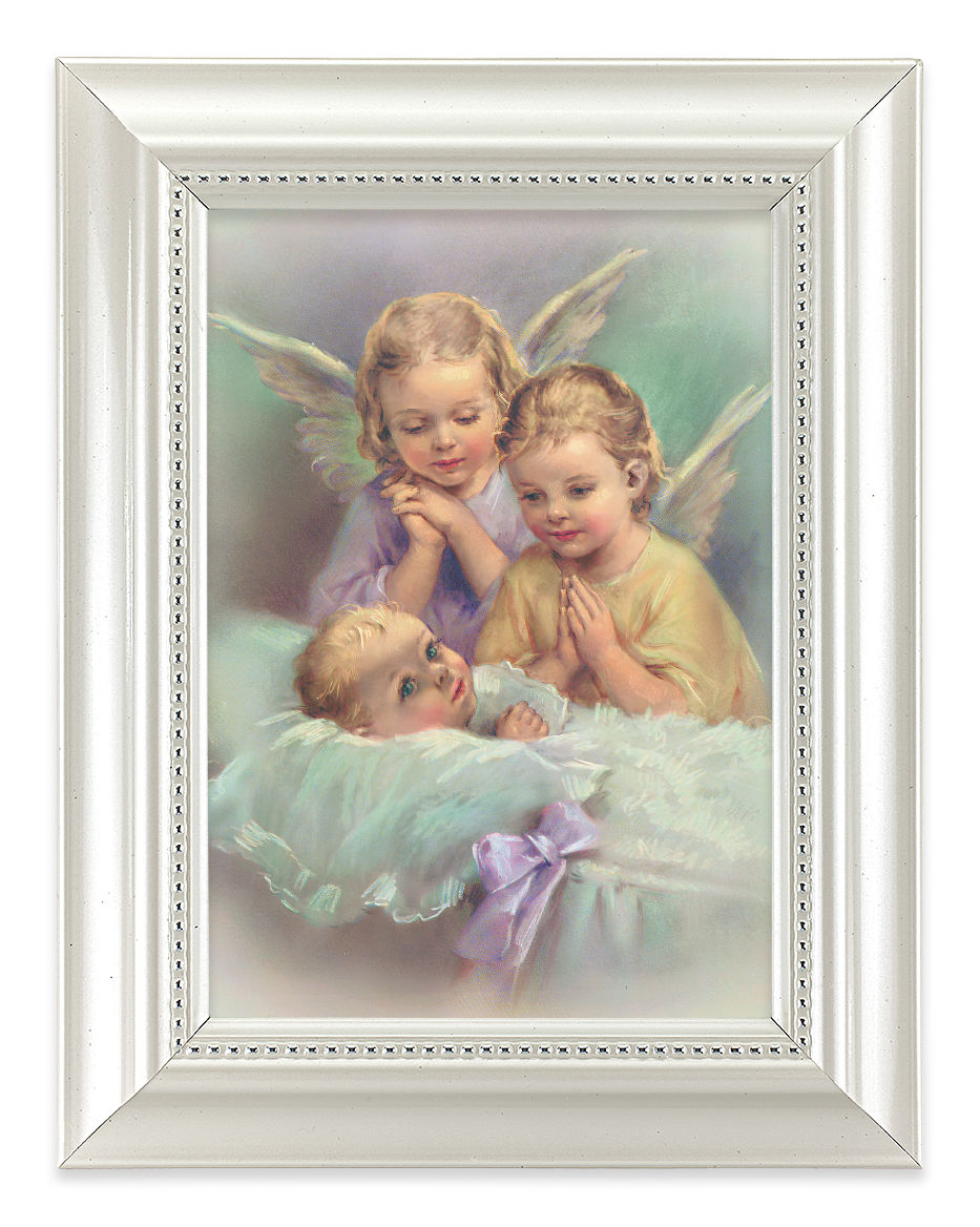Guardian Angels with Baby Boy 4x6 Print Pearlized Frame