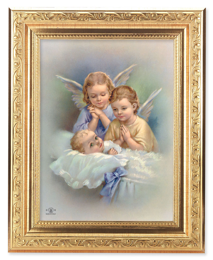 Guardian Angels with Baby Boy 6x8 Print Under Glass