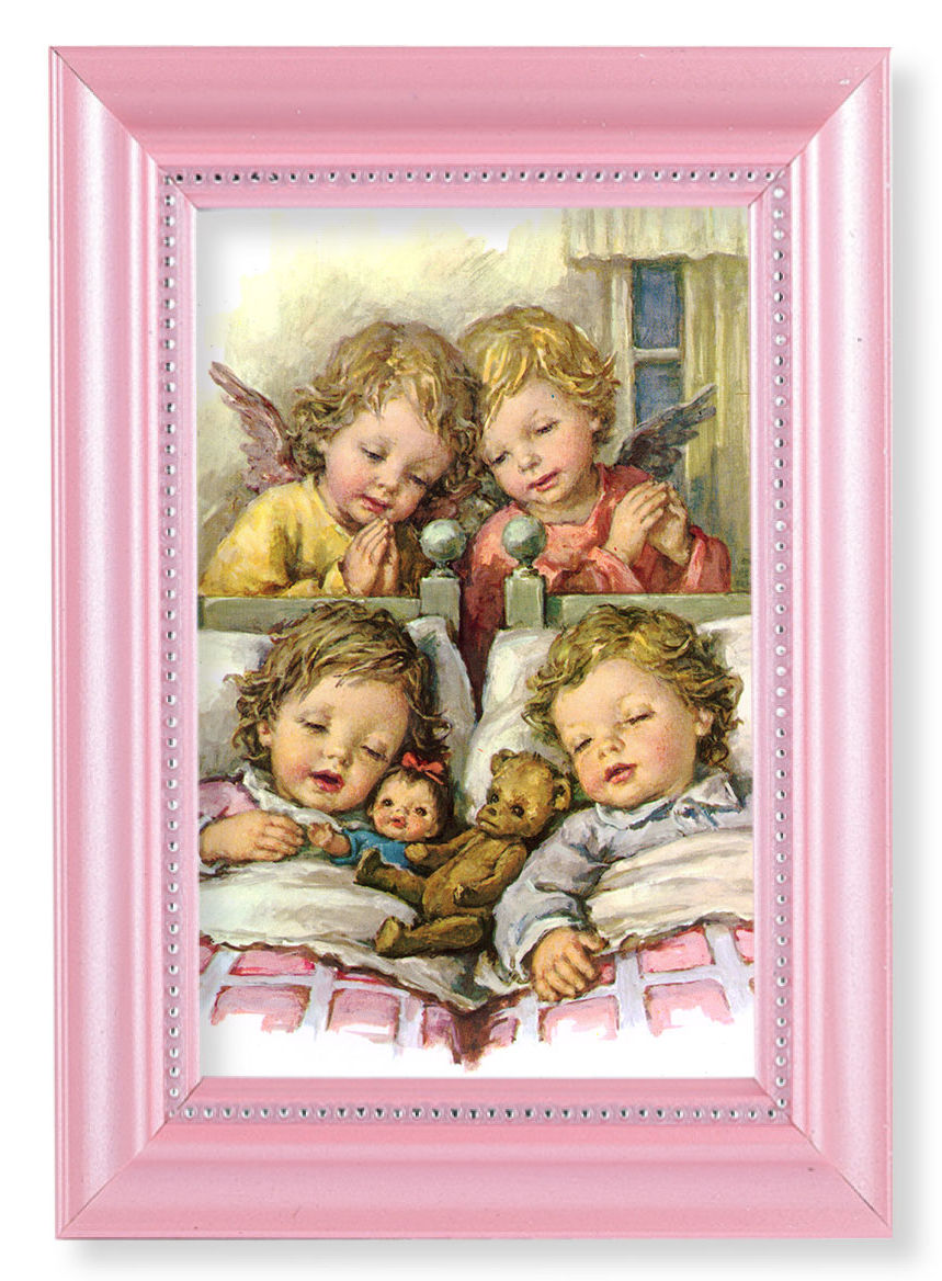 Guardian Angels with Twins 4x6 Print Pearlized Frame