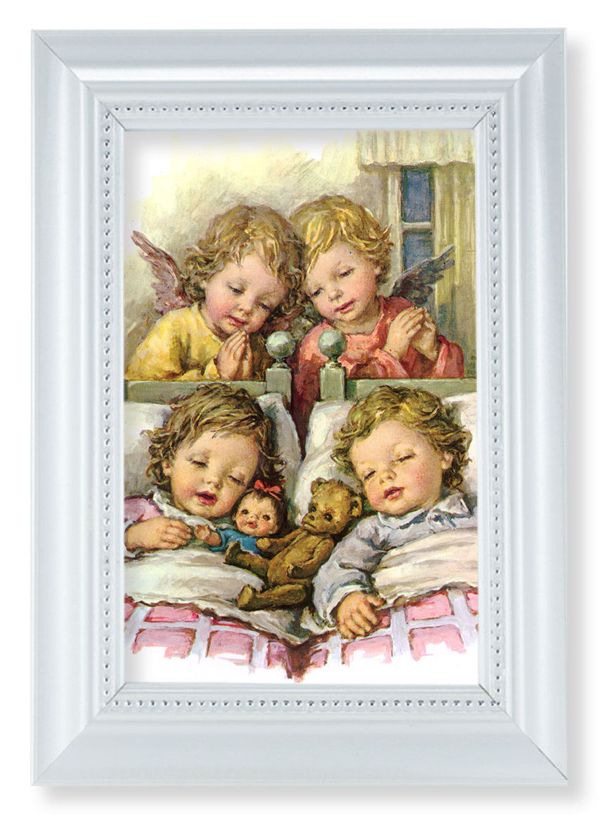Guardian Angels with Twins 4x6 Print Pearlized Frame