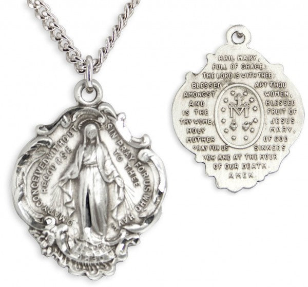 Hail Mary Miraculous Medal Pendant