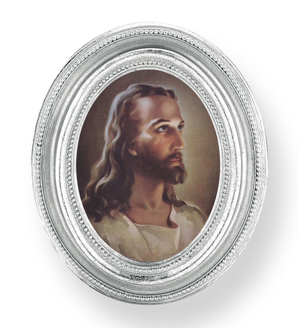Head of Christ Small 4.5 Inch Oval Framed Print