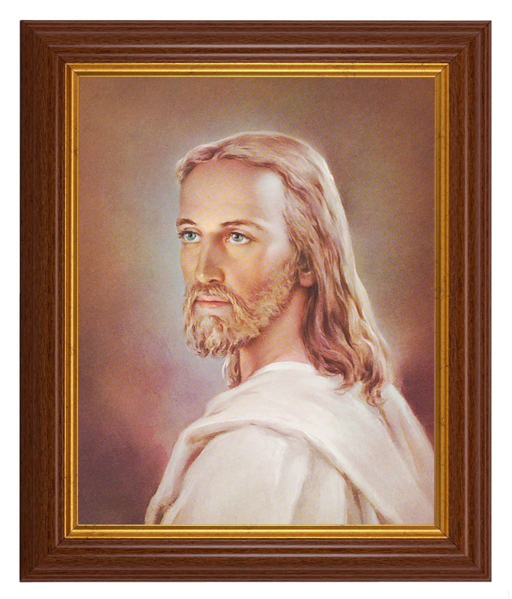 Head of Christ by Sallman 8x10 Textured Artboard Dark Walnut Frame