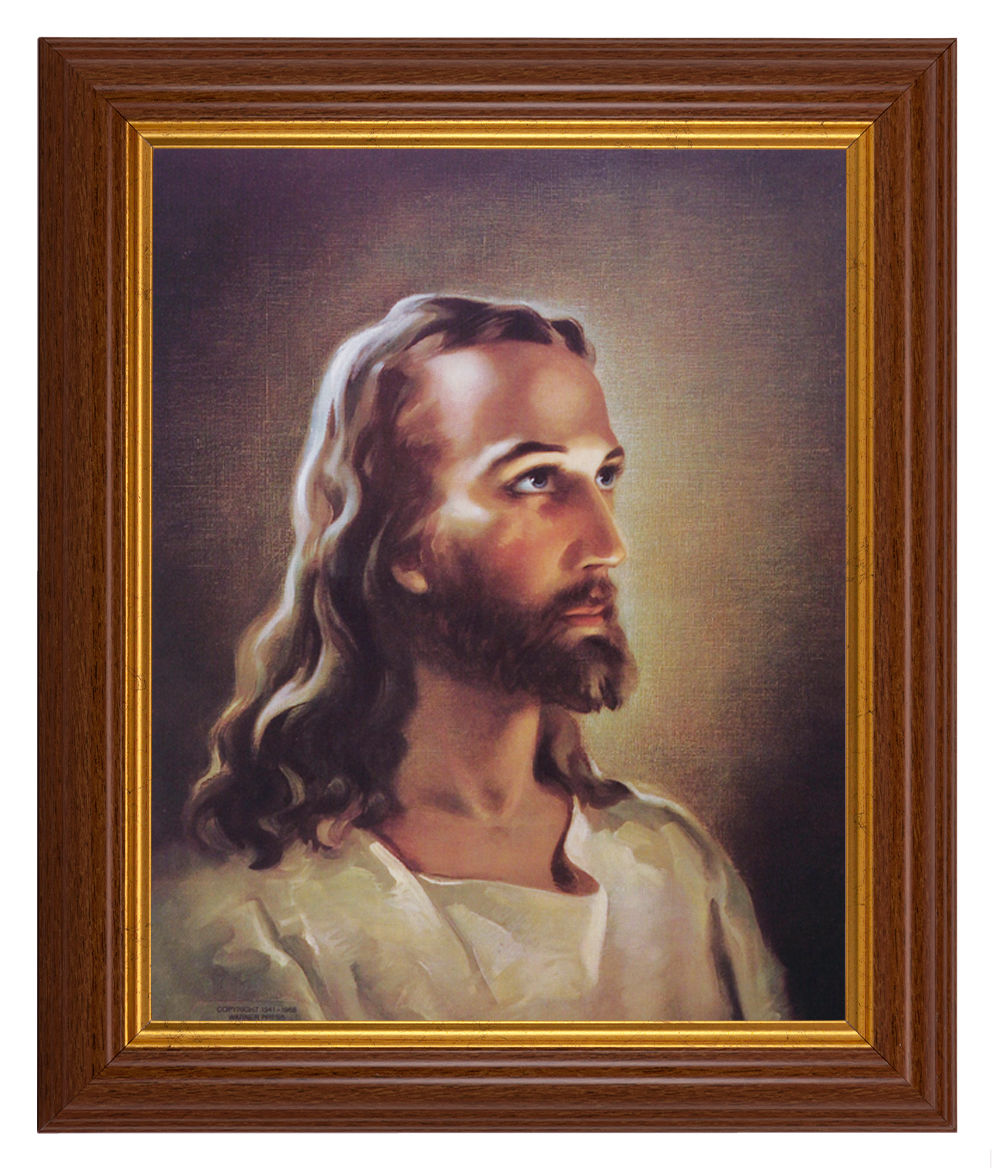 Head of Christ by Sallman 8x10 Textured Artboard Dark Walnut Frame