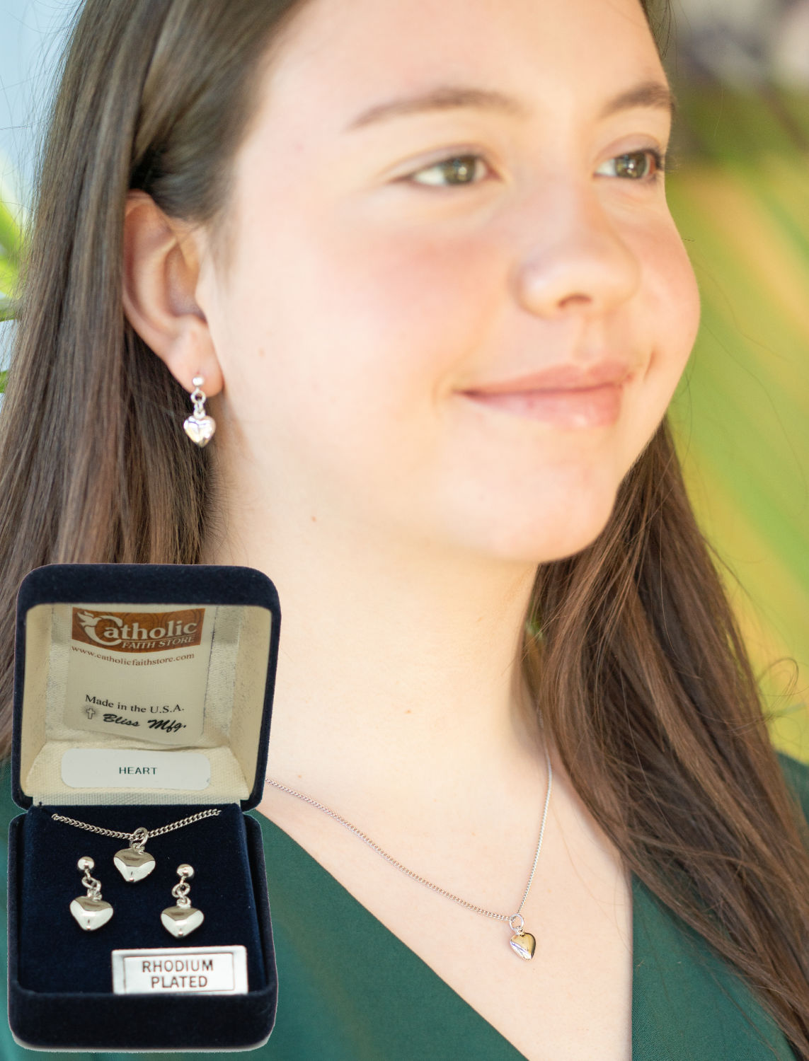 Heart Charm Pendant and Earring Set