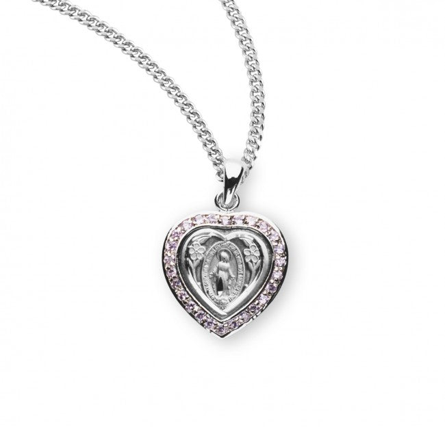 Heart Crystal Cubic Zirconia Miraculous Medal