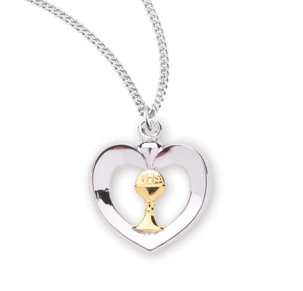 Heart Shaped Pendant with Chalice Centerpiece