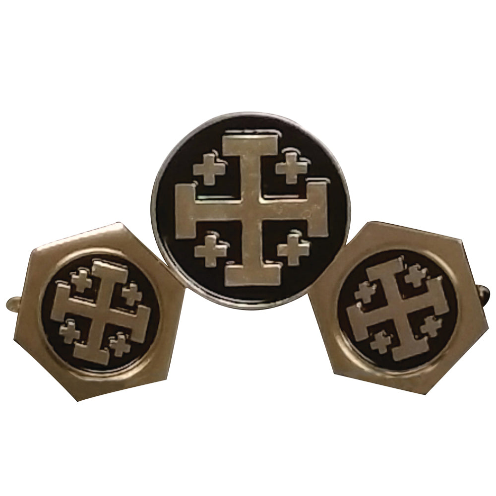 Hexagon Jerusalem Cross Cufflinks
