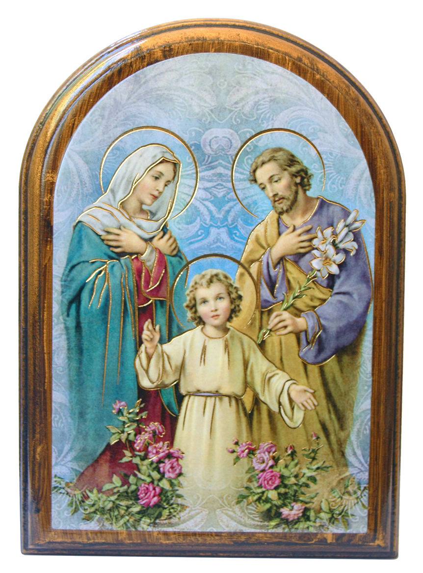 Holy Family 3.75x5.25 Arched Wood Plaque