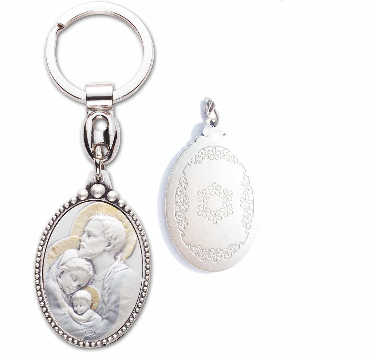 Holy Family Sterling Silver Keyring
