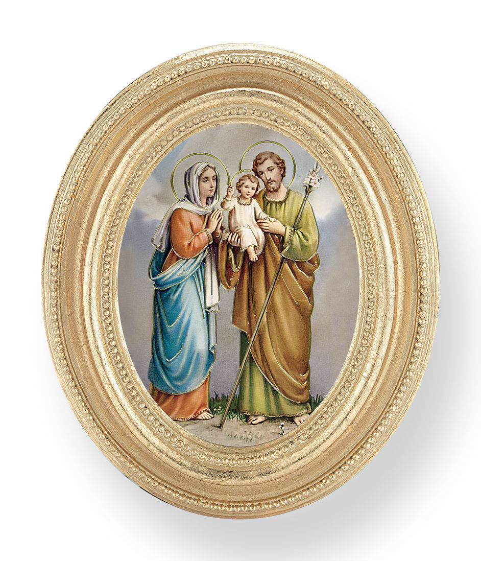Holy Family w Lilies Small 4.5 Inch Oval Framed Print
