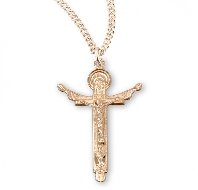 Holy Trinity Crucifix Pendant - Sterling Silver or Gold Plate