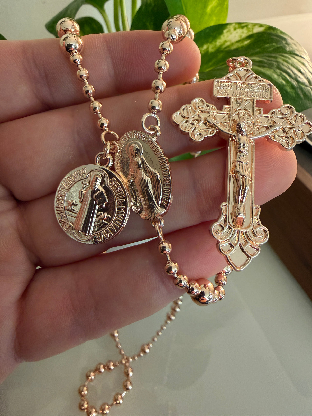 St. Benedict Copper Plated Battle Rosary