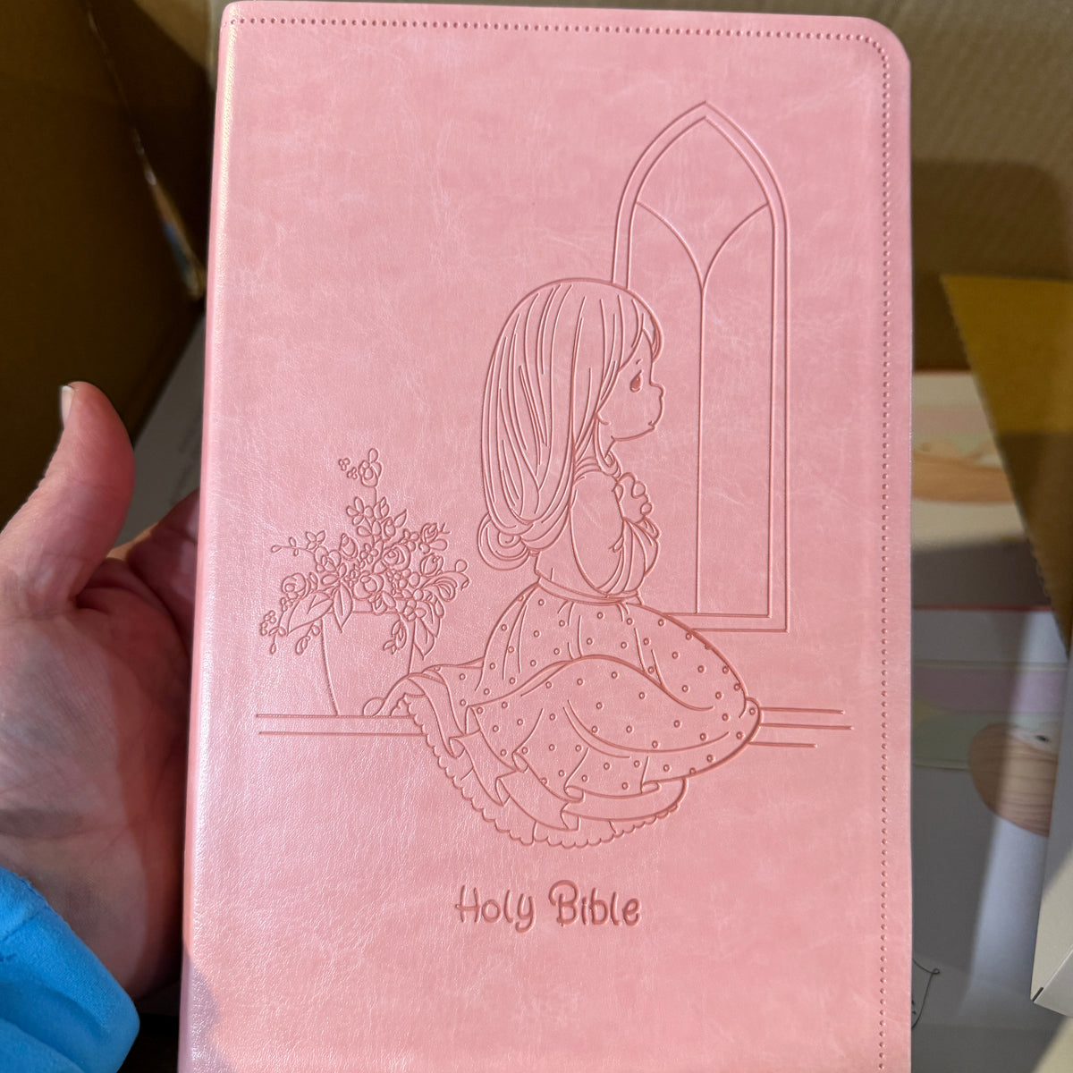 Precious Moments Catholic Bible Pink Leather RSVce First Communion