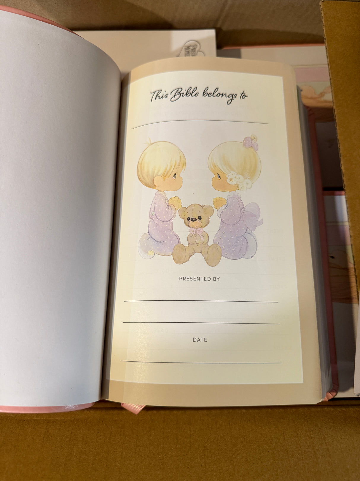 Precious Moments Gift Bible Pink Leather Cover - Catholic RSVce for Girls