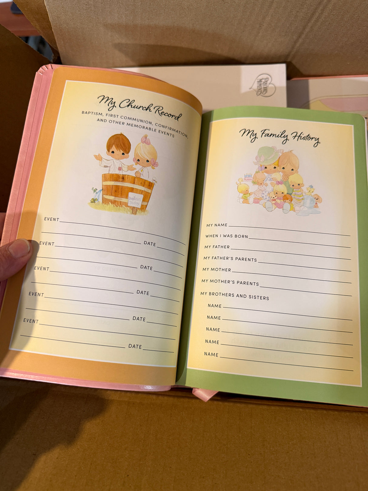 Precious Moments Gift Bible Pink Leather Cover - Catholic RSVce for Girls