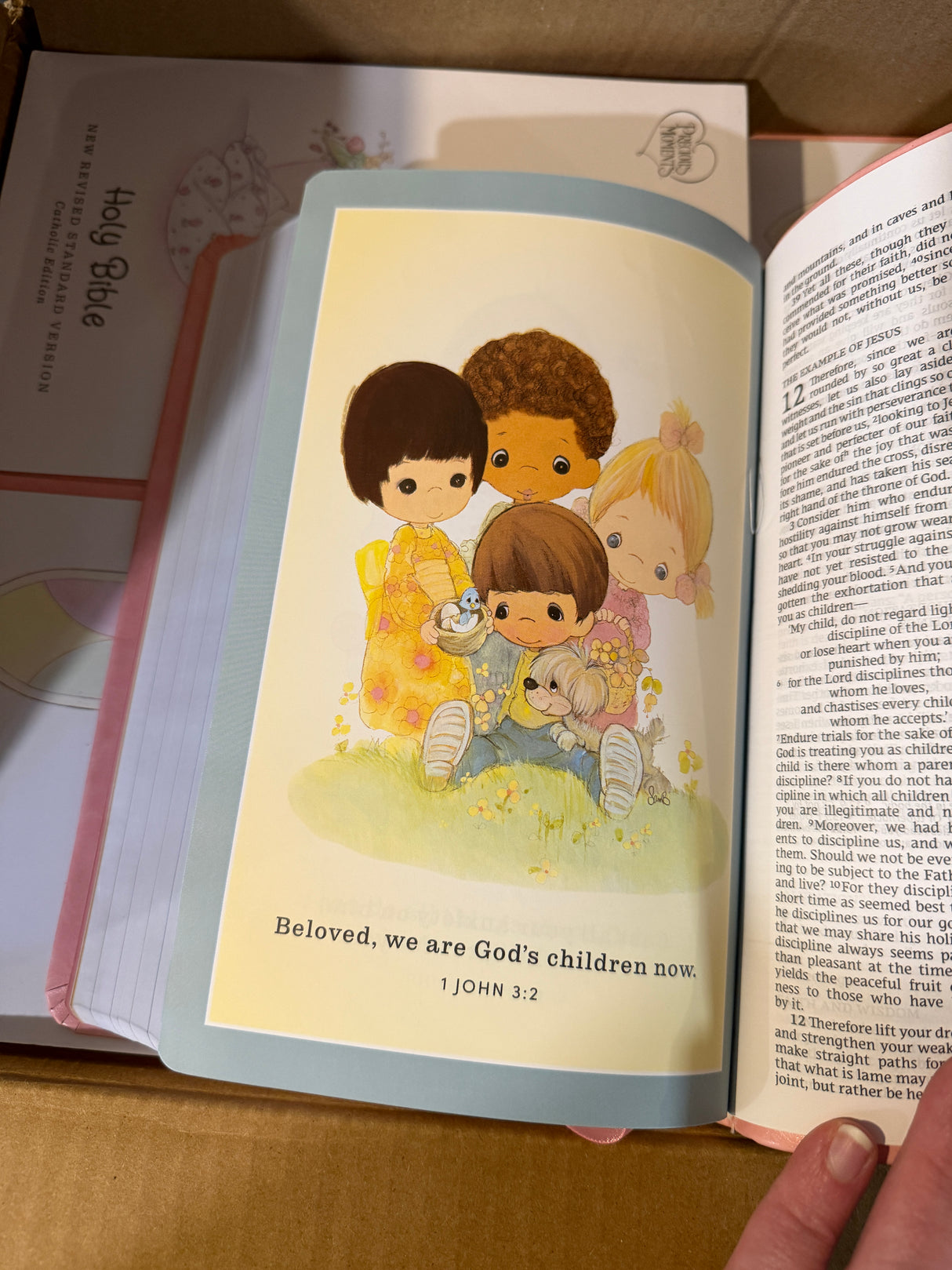 Precious Moments Gift Bible Pink Leather Cover - Catholic RSVce for Girls