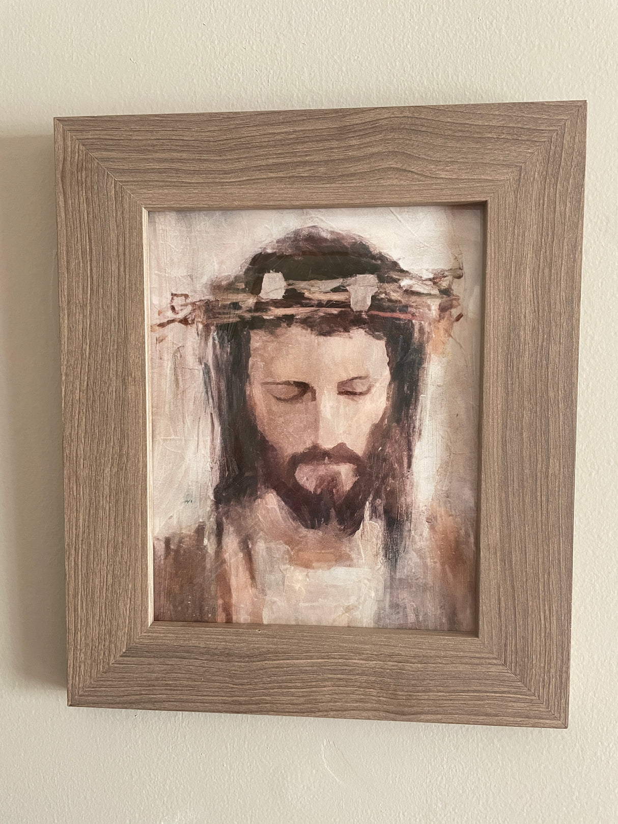 A King's Humility Christian Art Print - Jesus with Crown of Thorns (Unframed)
