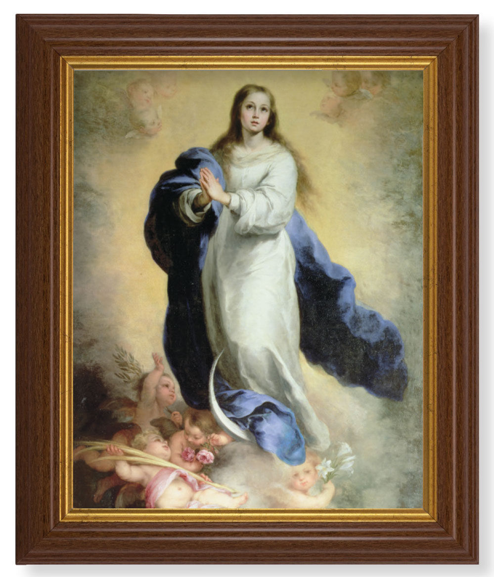 Immaculate Conception by Murillo8x10 Textured Artboard Dark Walnut Frame