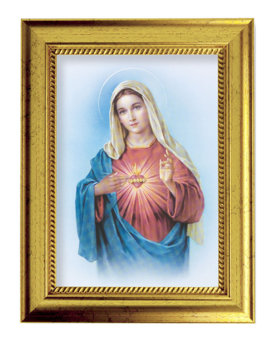 Immaculate Heart of Mary 5x7 Print in Gold-Leaf Frame
