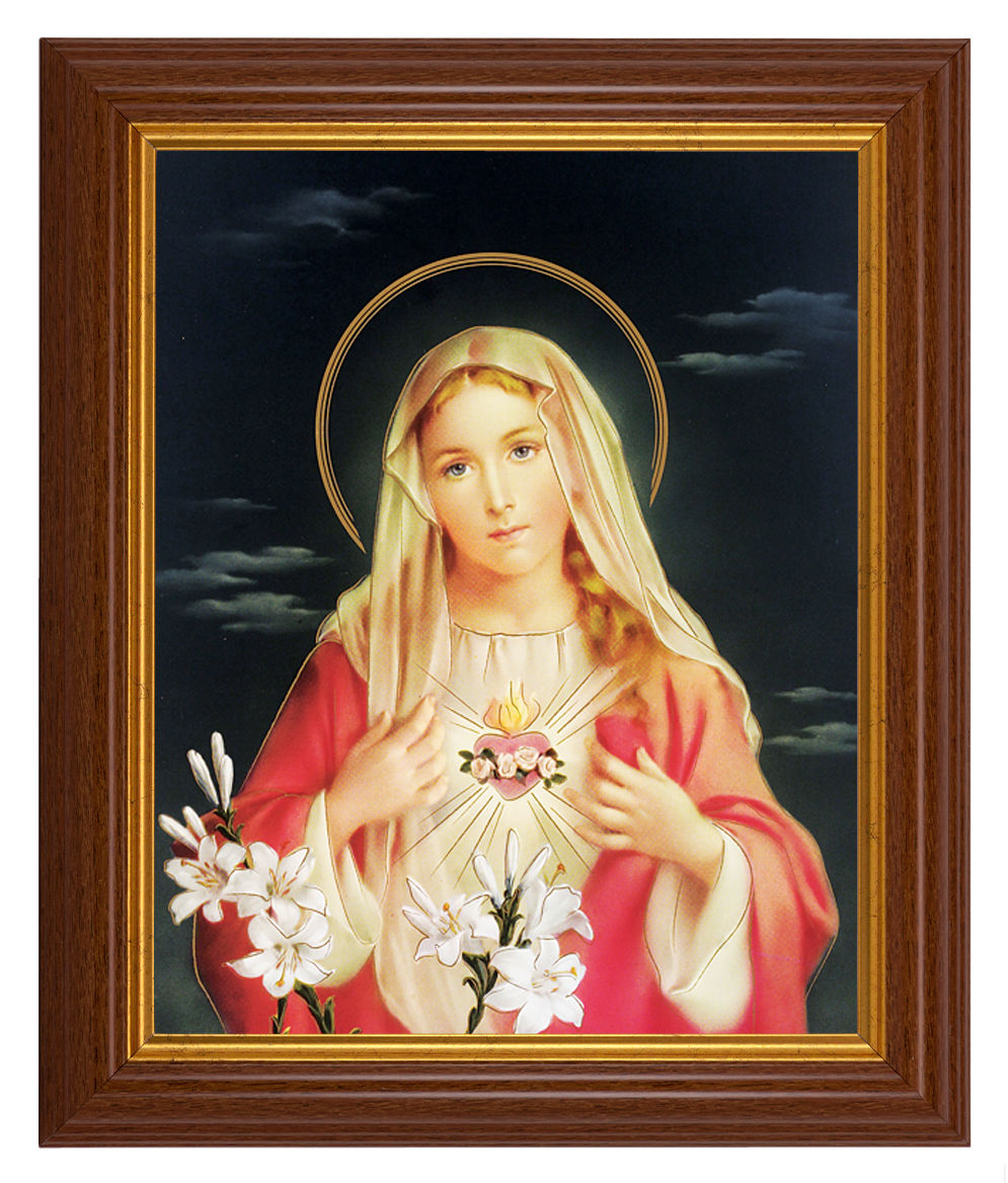 Immaculate Heart of Mary 8x10 Textured Artboard Dark Walnut Frame