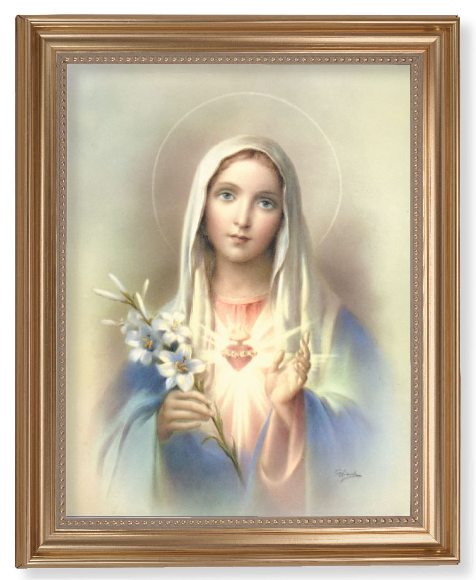 Immaculate Heart of Mary with Lily 11x14 Framed Print Artboard