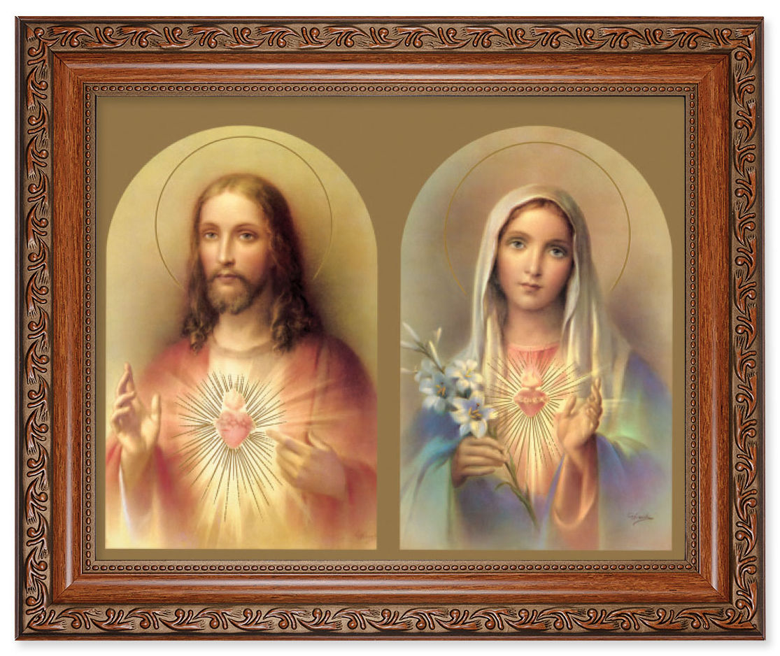 Immaculate Heart and Sacred Heart 8x10 Framed Print Under Glass