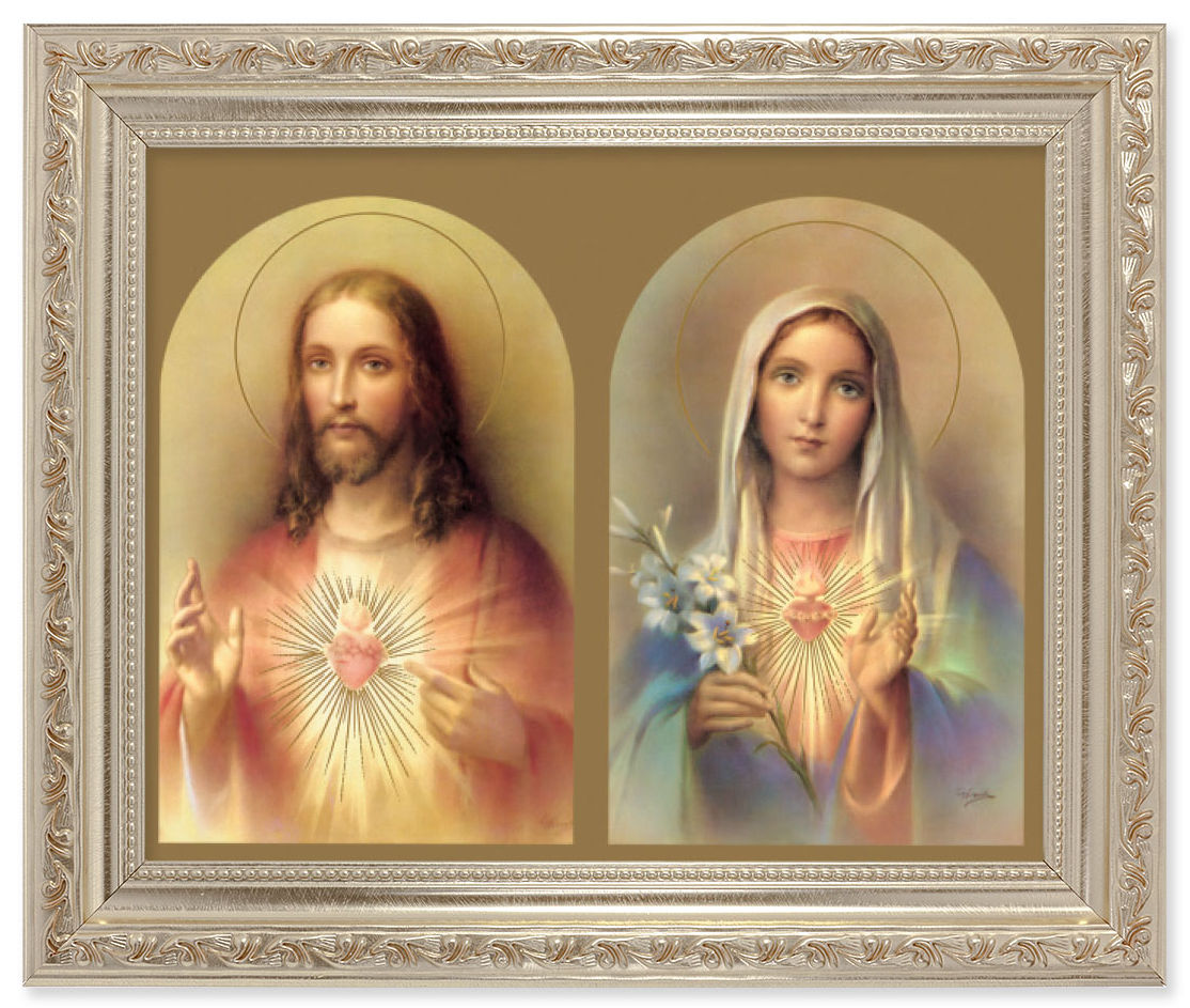 Immaculate Heart and Sacred Heart 8x10 Framed Print Under Glass