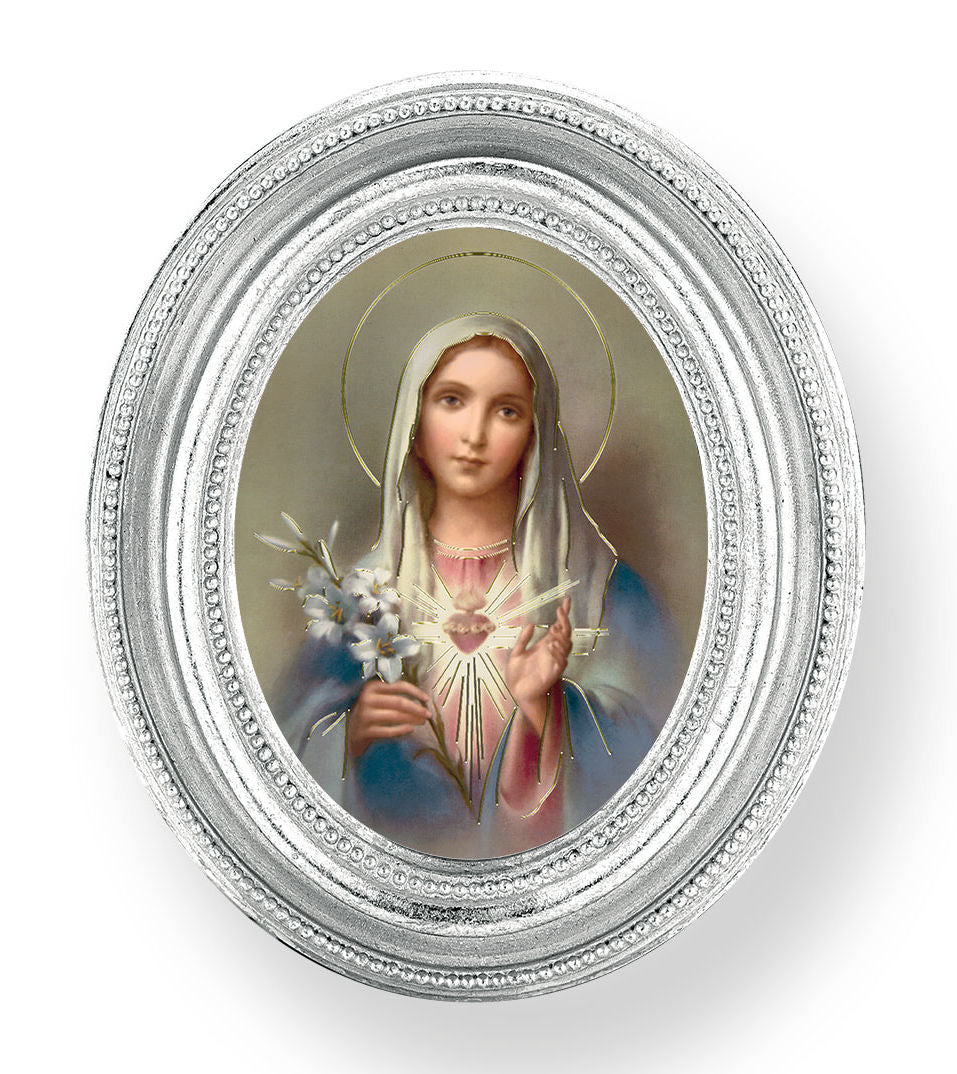 Immaculate Heart of Mary Small 4.5 Inch Oval Framed Print