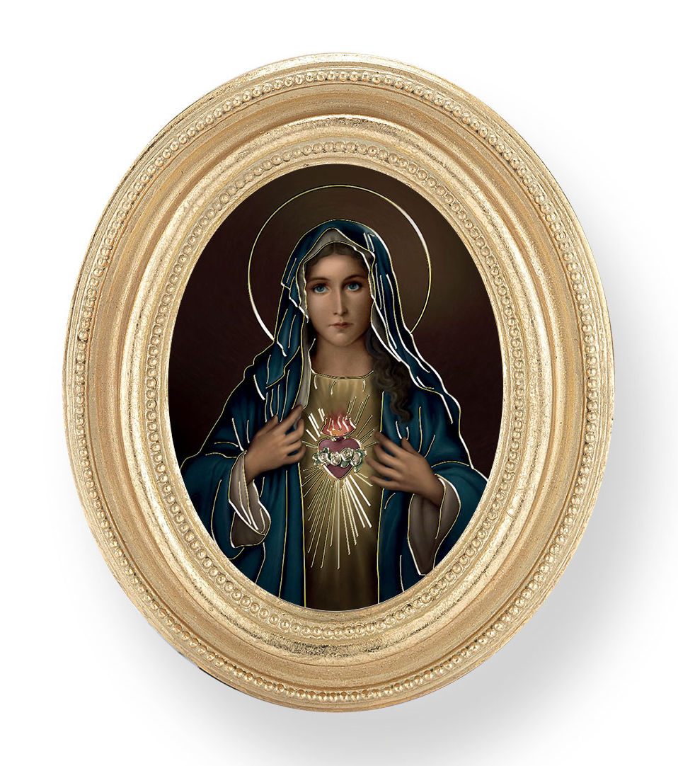 Immaculate Heart of Mary Small 4.5 Inch Oval Framed Print