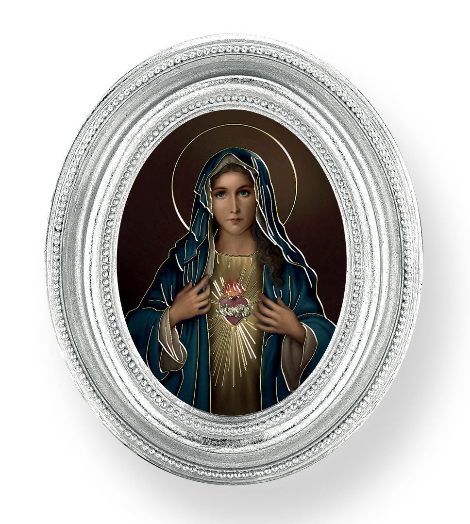 Immaculate Heart of Mary Small 4.5 Inch Oval Framed Print