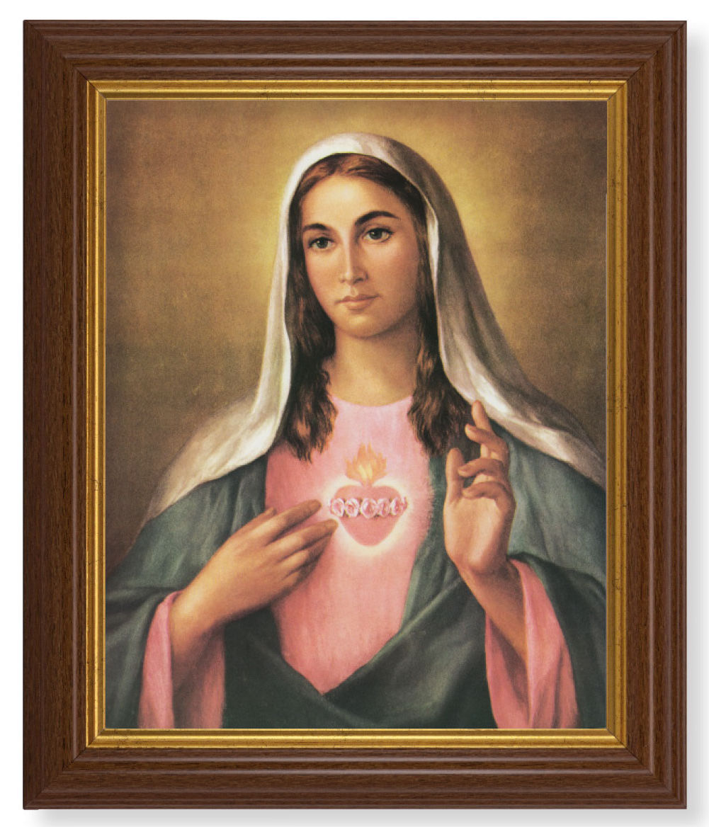 Immaculate Heart of Mary by La Fuente 8x10 Textured Artboard Dark Walnut Frame
