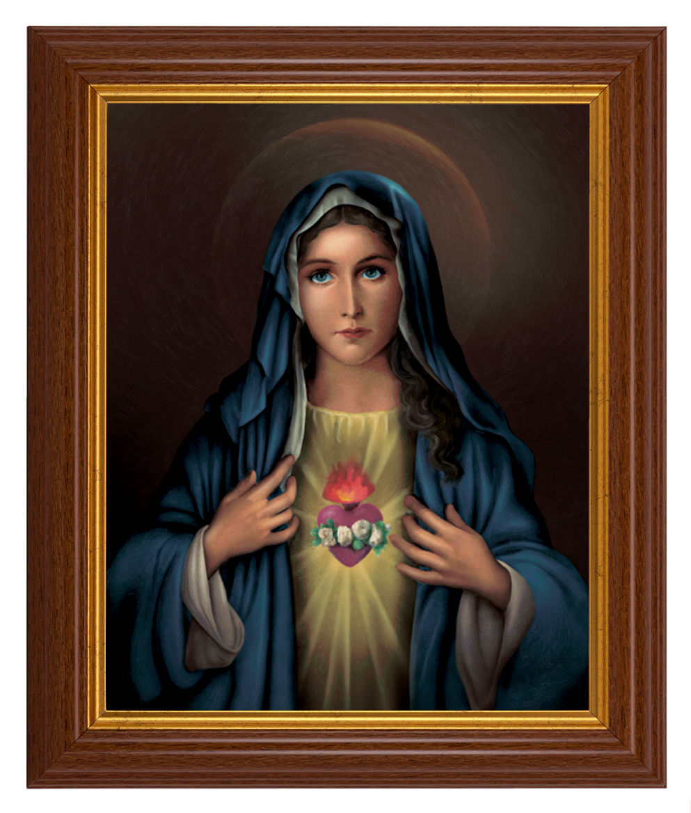 Immaculate Heart of Mary by Simeone 8x10 Textured Artboard Dark Walnut Frame