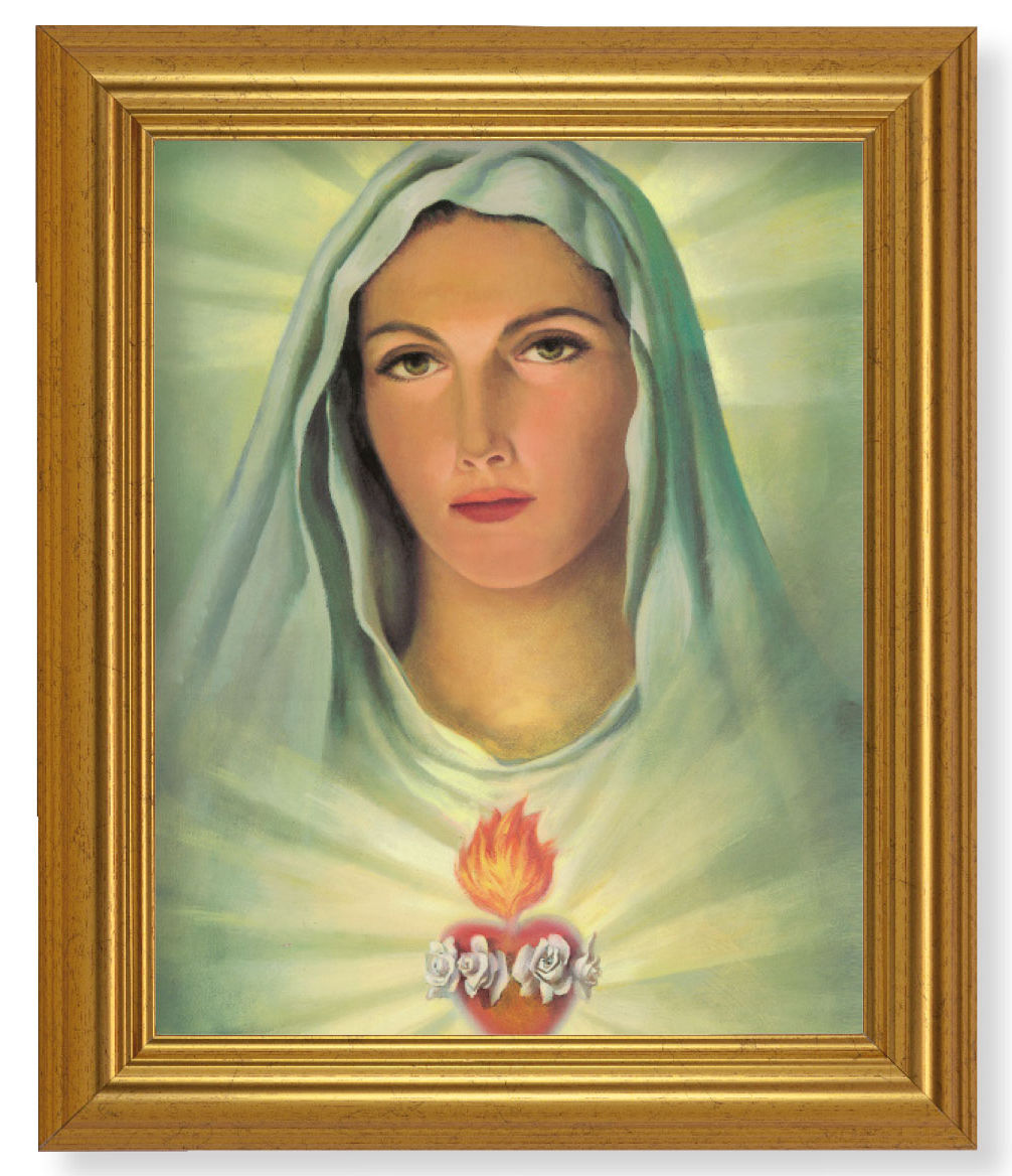 Immaculate Heart of Mary in White 8x10 Framed Print Under Glass