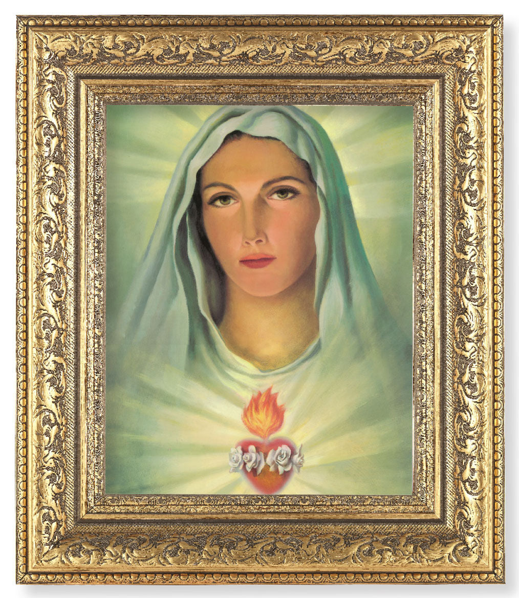 Immaculate Heart of Mary in White 8x10 Framed Print Under Glass