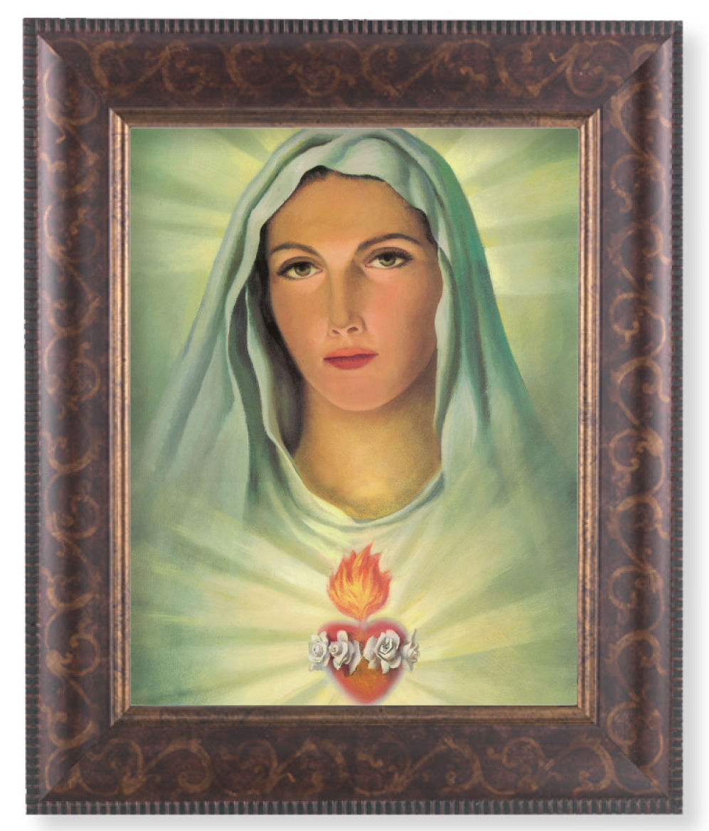 Immaculate Heart of Mary in White 8x10 Framed Print Under Glass